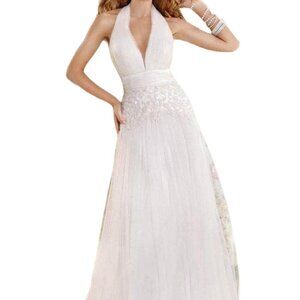 NWT Tarik Ediz 92346 Tulle Wedding Dress Krem Size 10